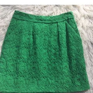 Beth Bowley Sz 6 kelly green crochet skirt Lacey